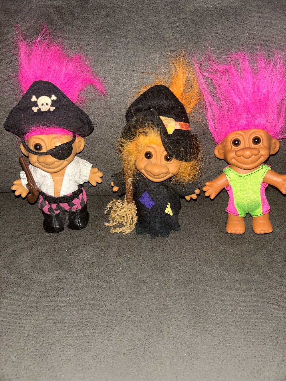 Russ Troll Doll Set with Neon Pink & Orange Hair - Pirate, Witch, Neon Outfit